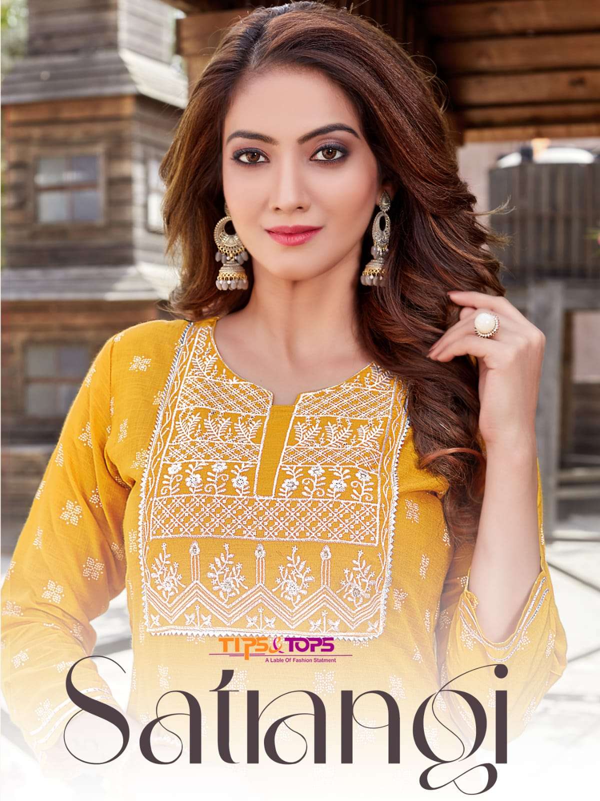 Tips & Tops-Satrangi-Rayon-Slub-Printed-Embroidery-Work-Kurti-Cotton-Lace-Work-Pant-Poster